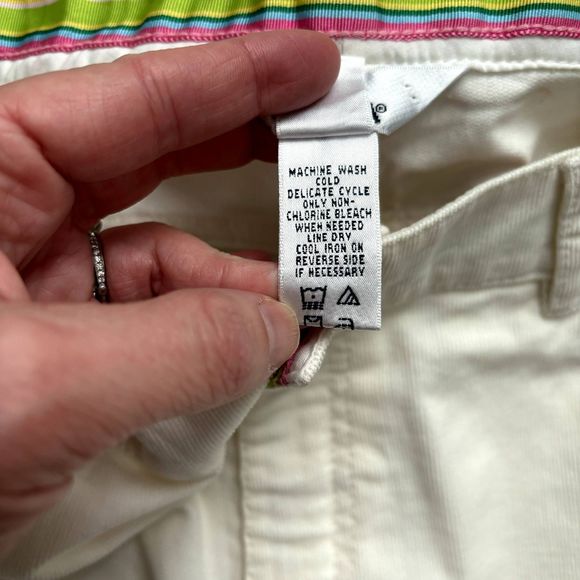Lilly Pulitzer Corduroy Pants Women Size 10 Stretch Bootcut Off White - Picture 5 of 11